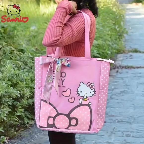 NIP! Hello Kitty Pink Tote Bag with Purse Scarf! - Picture 3 of 7